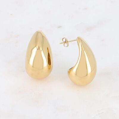 Stud earrings - smooth hollow drop 28x34mm