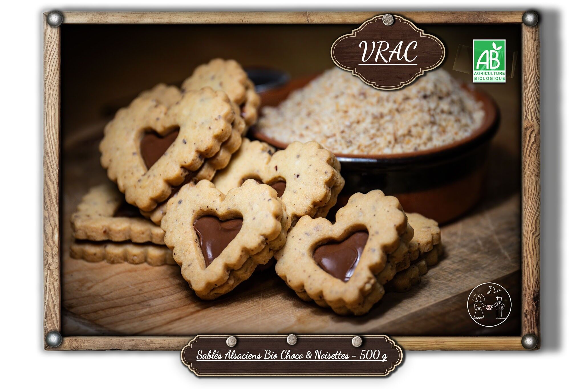 Bio-Elsässer Schokoladen-Haselnuss-Mürbeteiggebäck - 500 g (LOS)