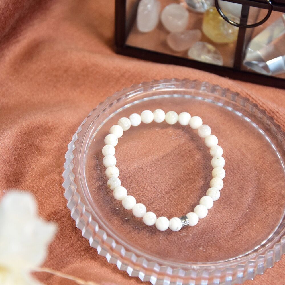 Bracciale Pietra di Luna Perline Rotonde 6 mm