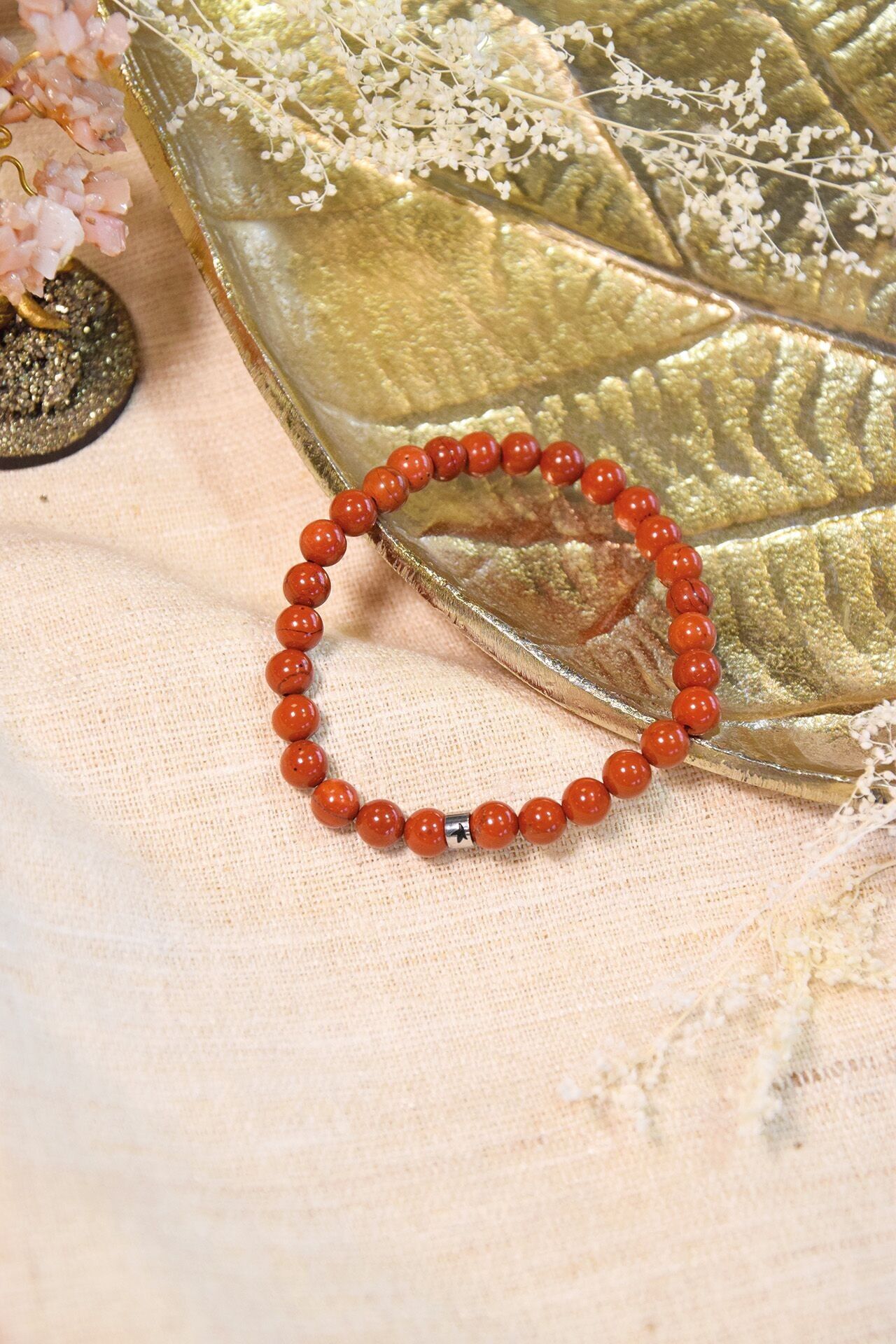 Red Jasper Bracelet Round Beads 6 mm