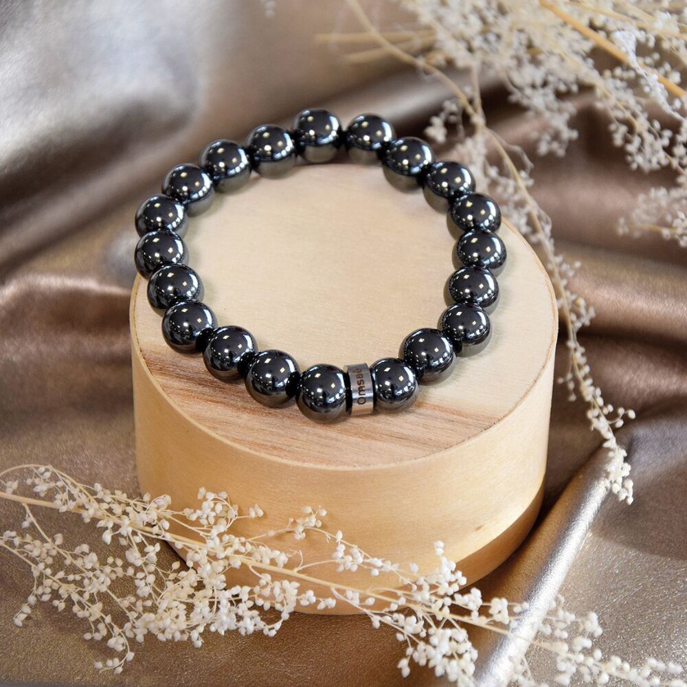 Pulsera Hematita Cuentas Redondas 10 mm