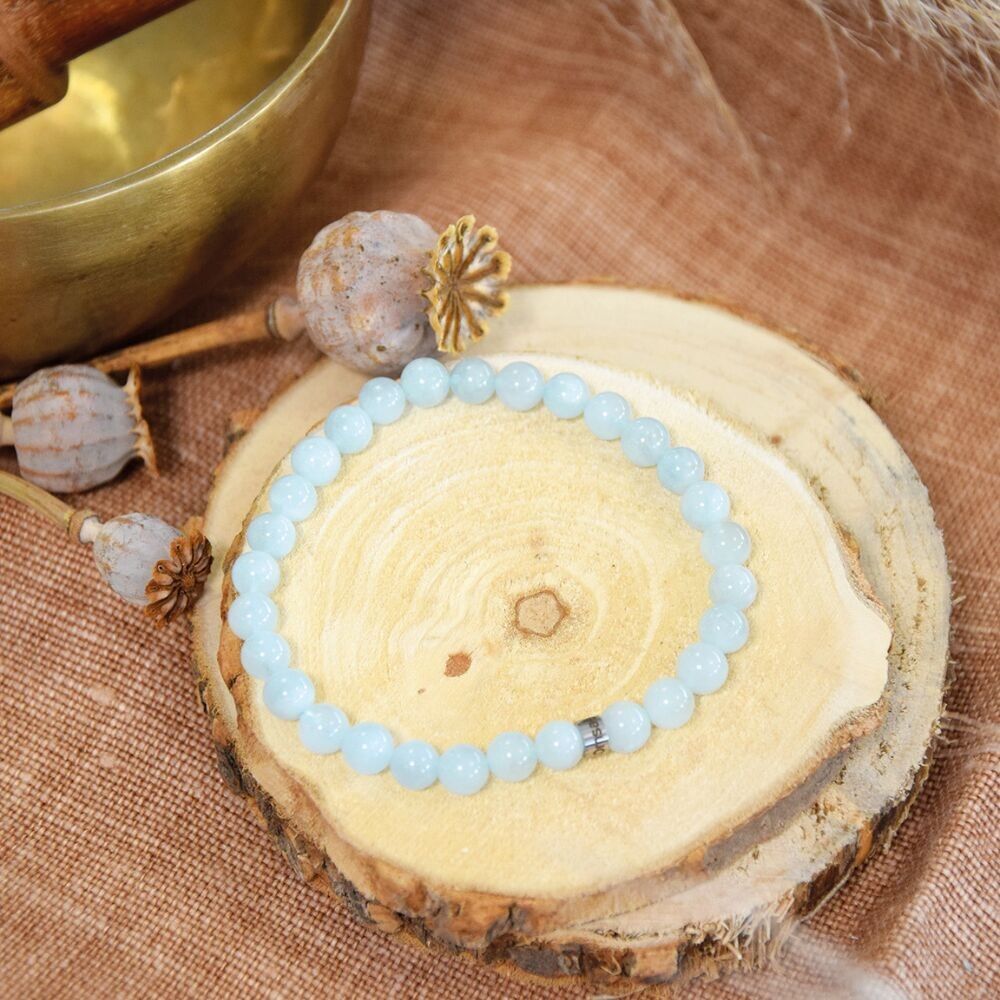 Bracciale Acquamarina Perle Tonde 6 mm