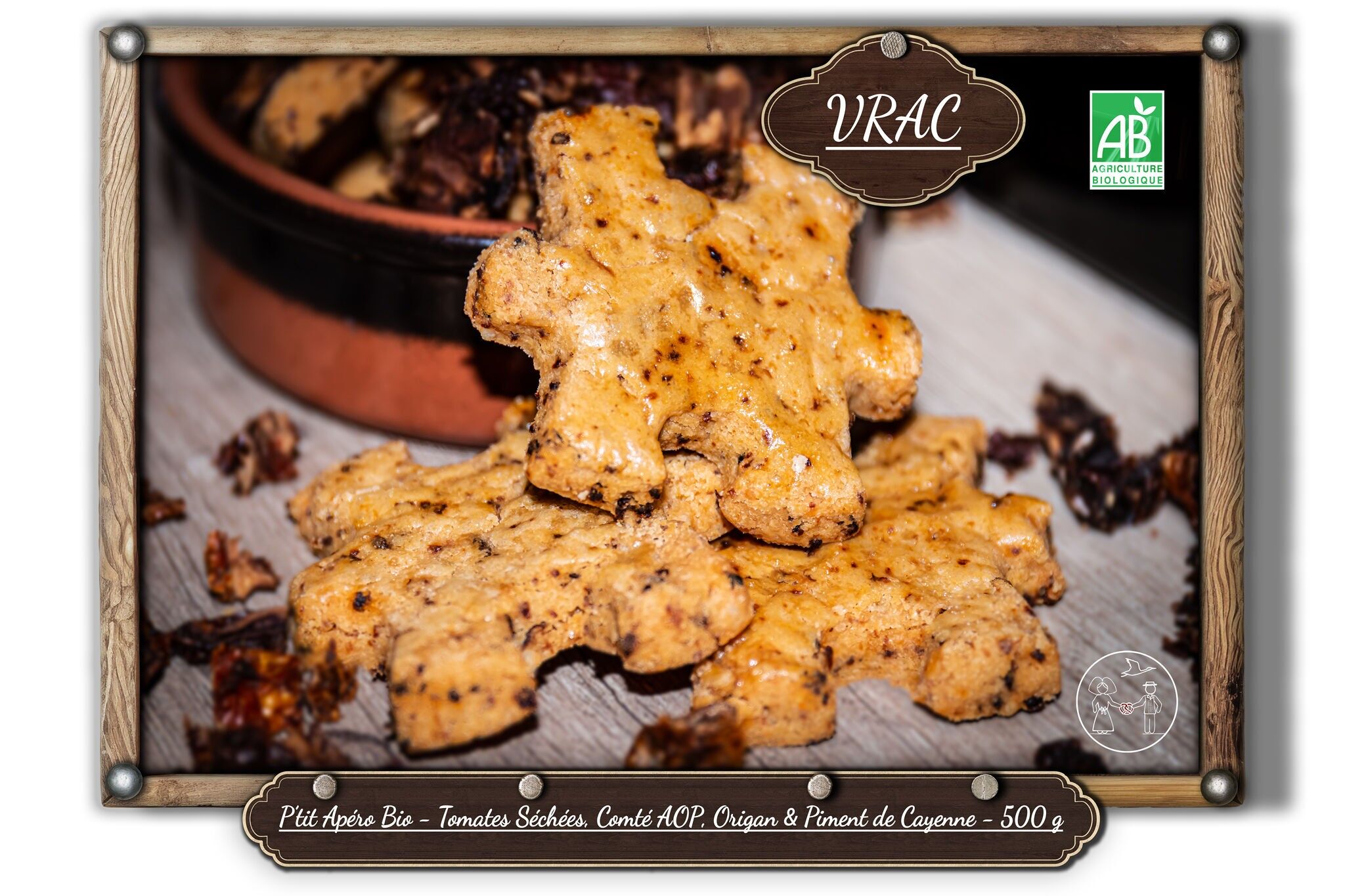 P'tit Apéro Bio - Sonnengetrocknete Tomaten, Comté AOP, Oregano und Cayennepfeffer - 500 g (GROSSE)