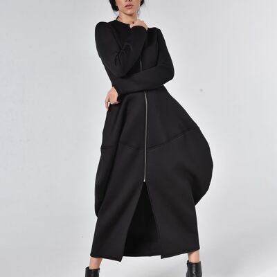 Robe longue zippée en néoprène noire