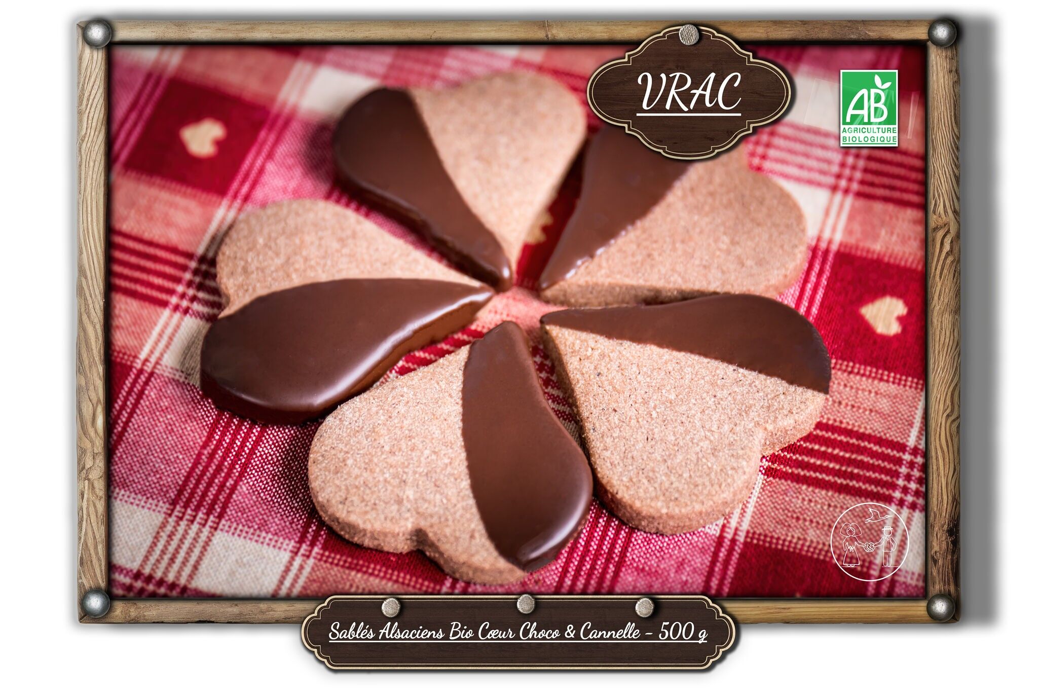 Frollini biologici alsaziani con cuore di cioccolato e cannella - 500 g (SFUSO)