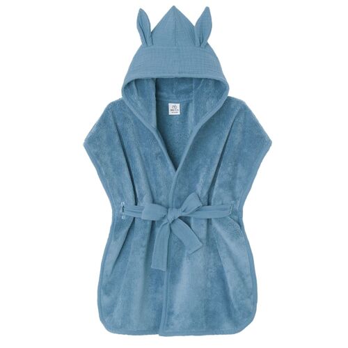 Peignoir bambou et gaze de coton - Pierre bleu