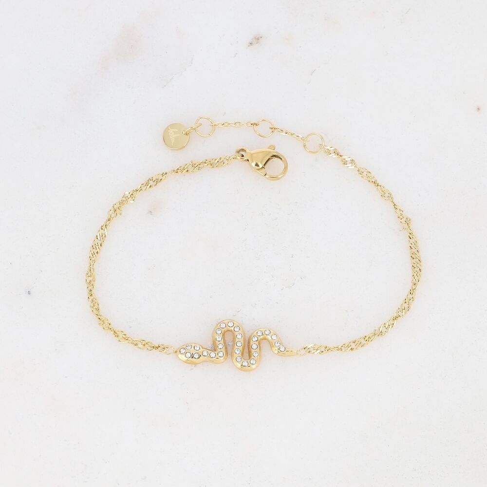Bracelet - large snake pendant set with zirconium oxides