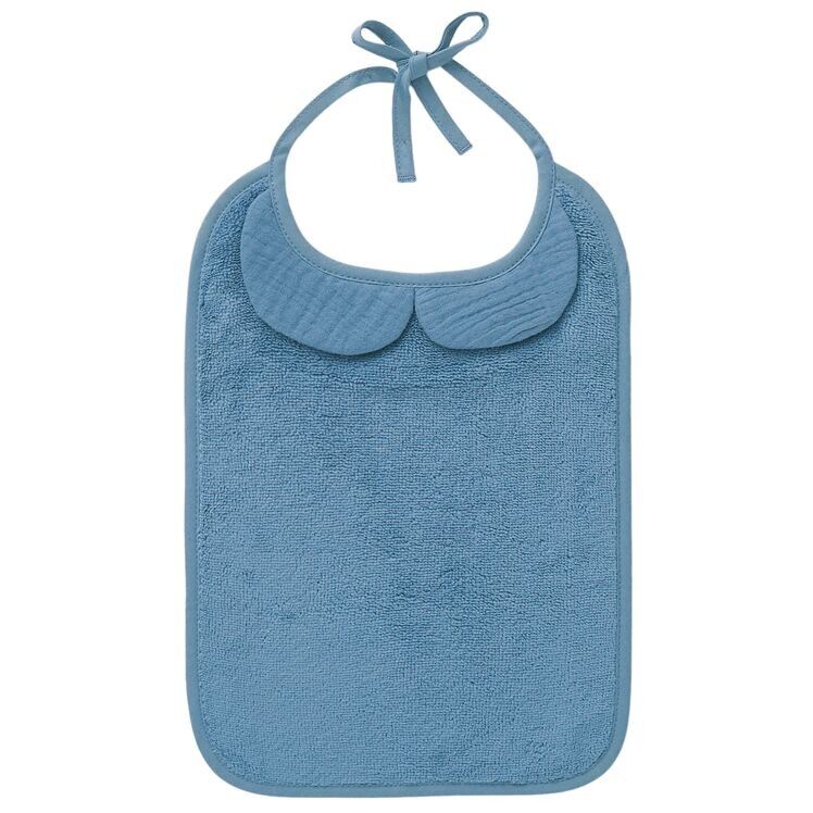 Bavaglino grande in bambù e garza di cotone - Pietra blu