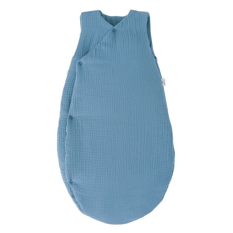 Sacco nanna a kimono in doppia garza - Pietra blu