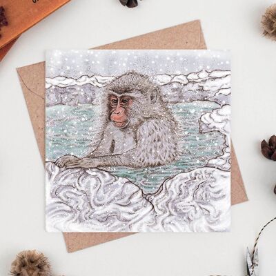 Carte de Noël du singe des neiges
