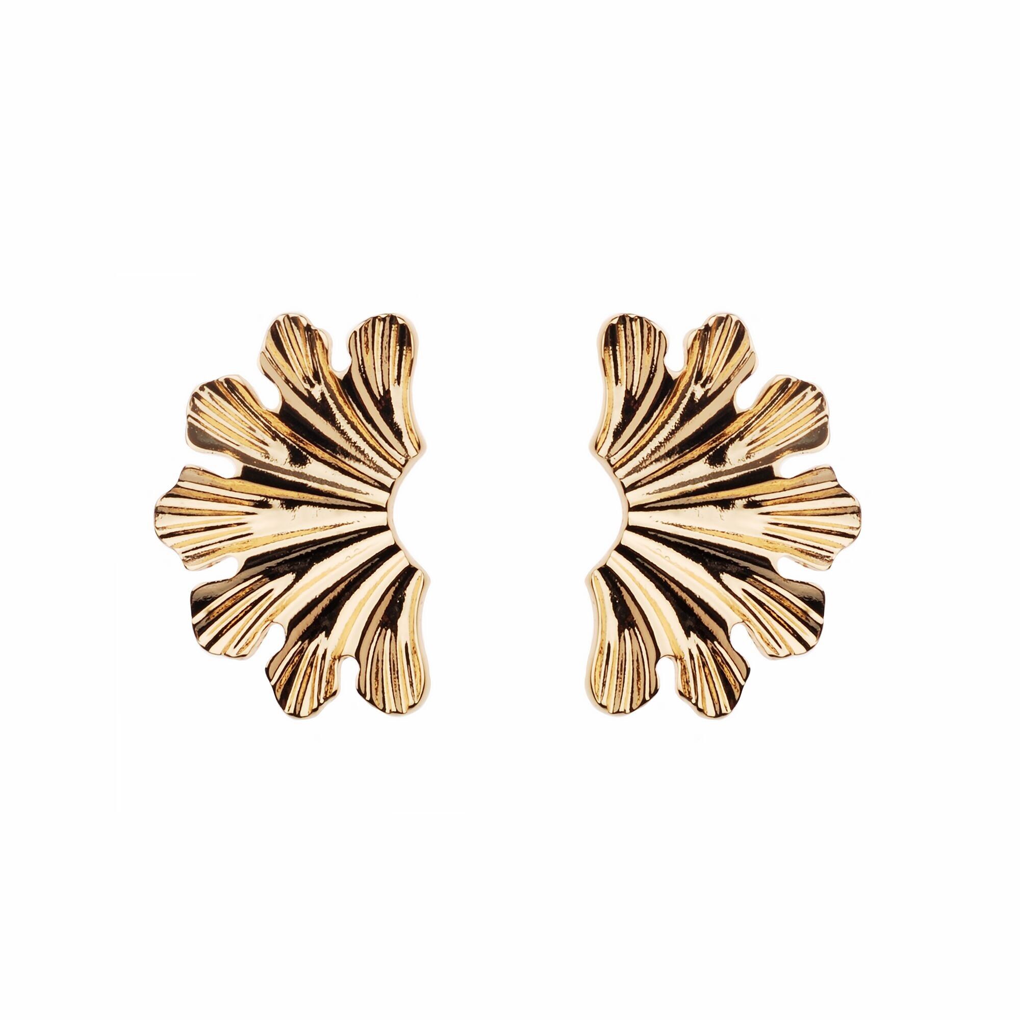 Boucle d'oreille à tige ondulée en forme de ventilateur