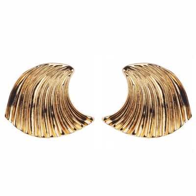 Pendientes tipo botón con diseño de abanico de gran tamaño, atrevidos y elegantes