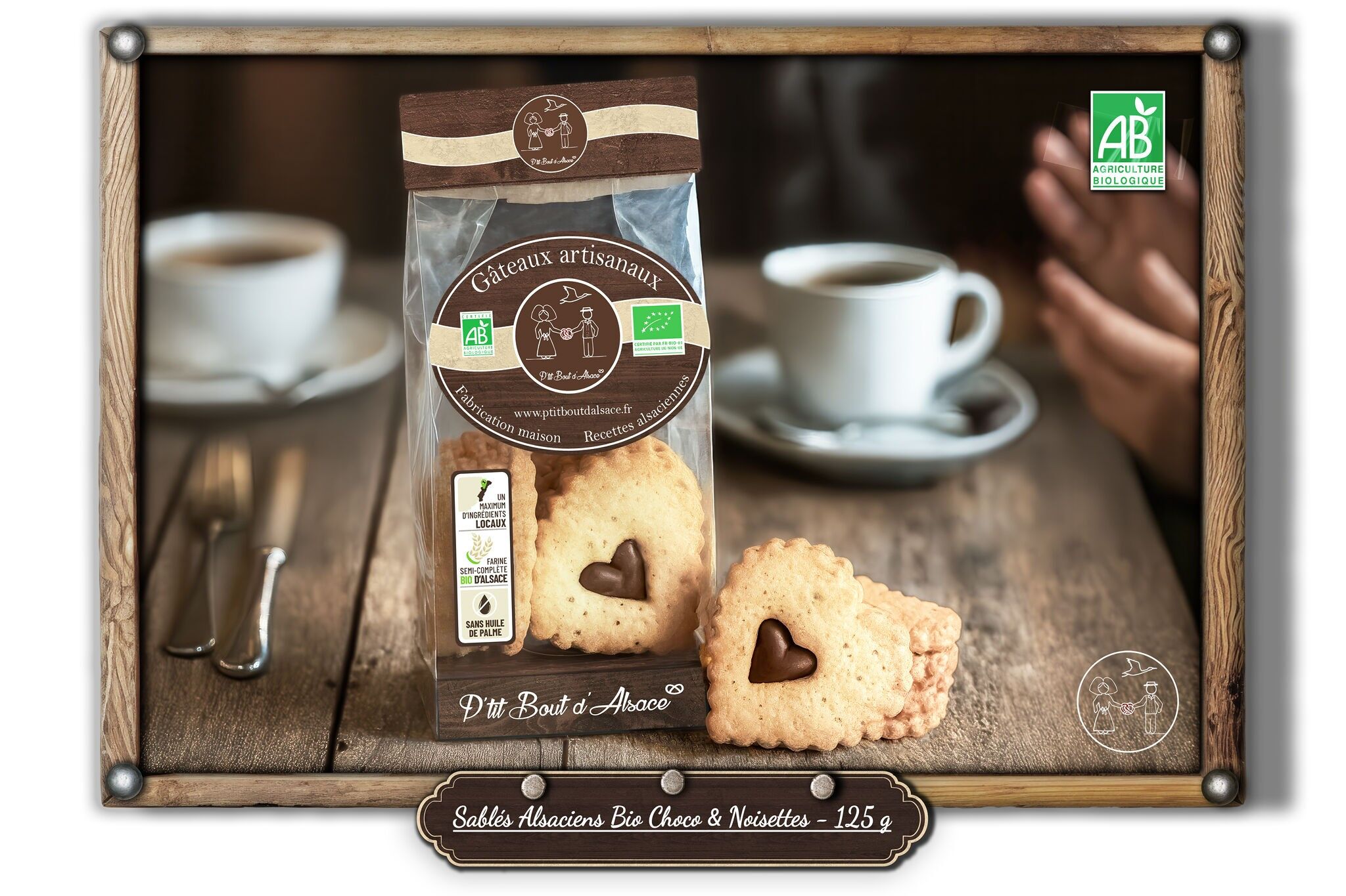 Frollini biologici al cioccolato e nocciole alsaziani - 125 g