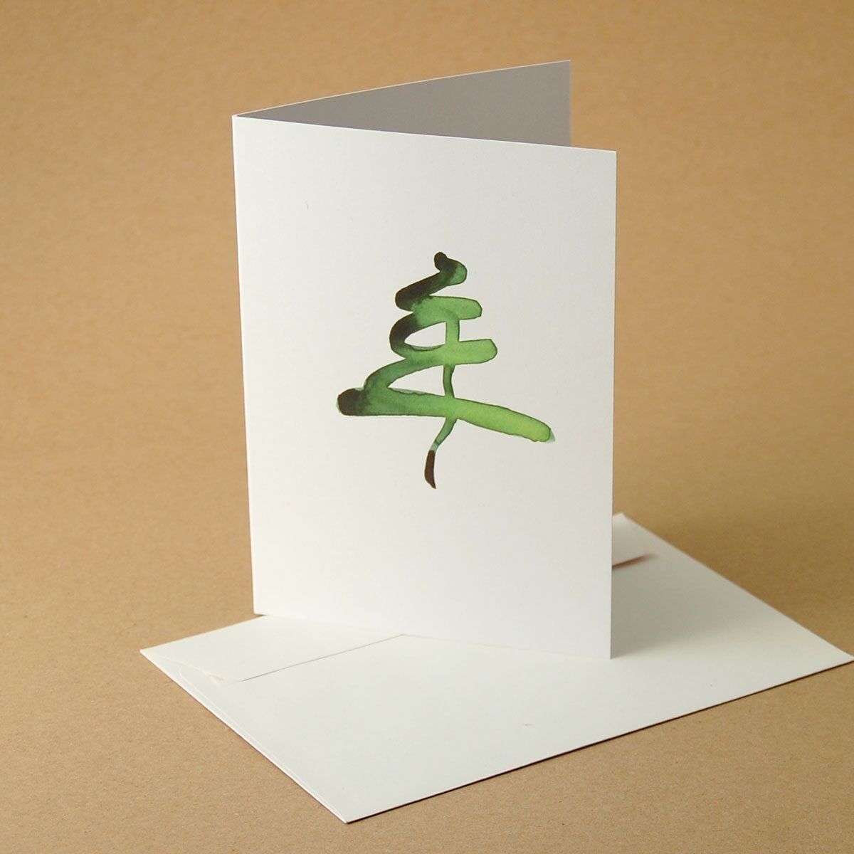 sketched tree - recycled Christmas card with envelope