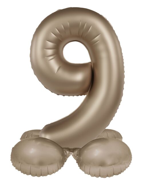 Standing Foil balloon Number 9 - Starlight Gold - Satin Gloss - 41 cm