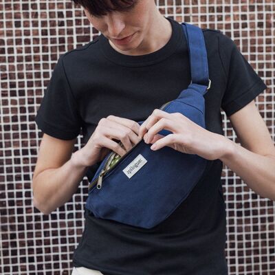 Sac banane coton - Bleu