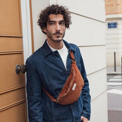 Sac banane velours côtelé - Camel