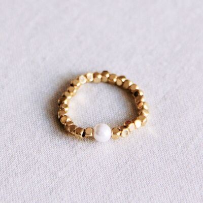 Anillo elástico con piedra natural - perla