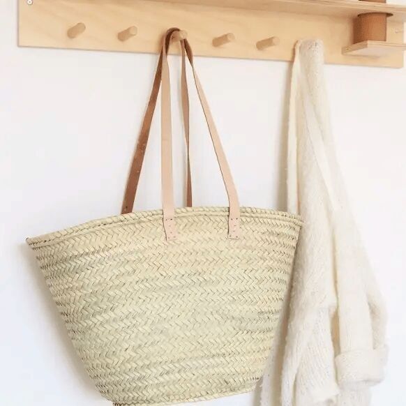 Borsa Tote con manici in pelle naturale