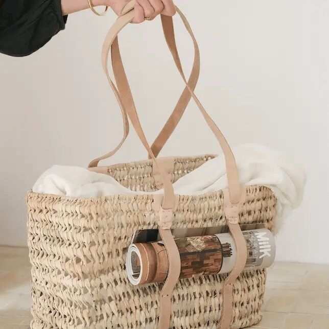 Ava Woven Palm Tote Bag
