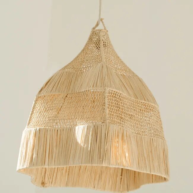Suspension Alba en raphia 43 x 55 cm | Abat-jour marocain bohème tissé à la main | Plafonnier en fibre naturelle (vente en gros)