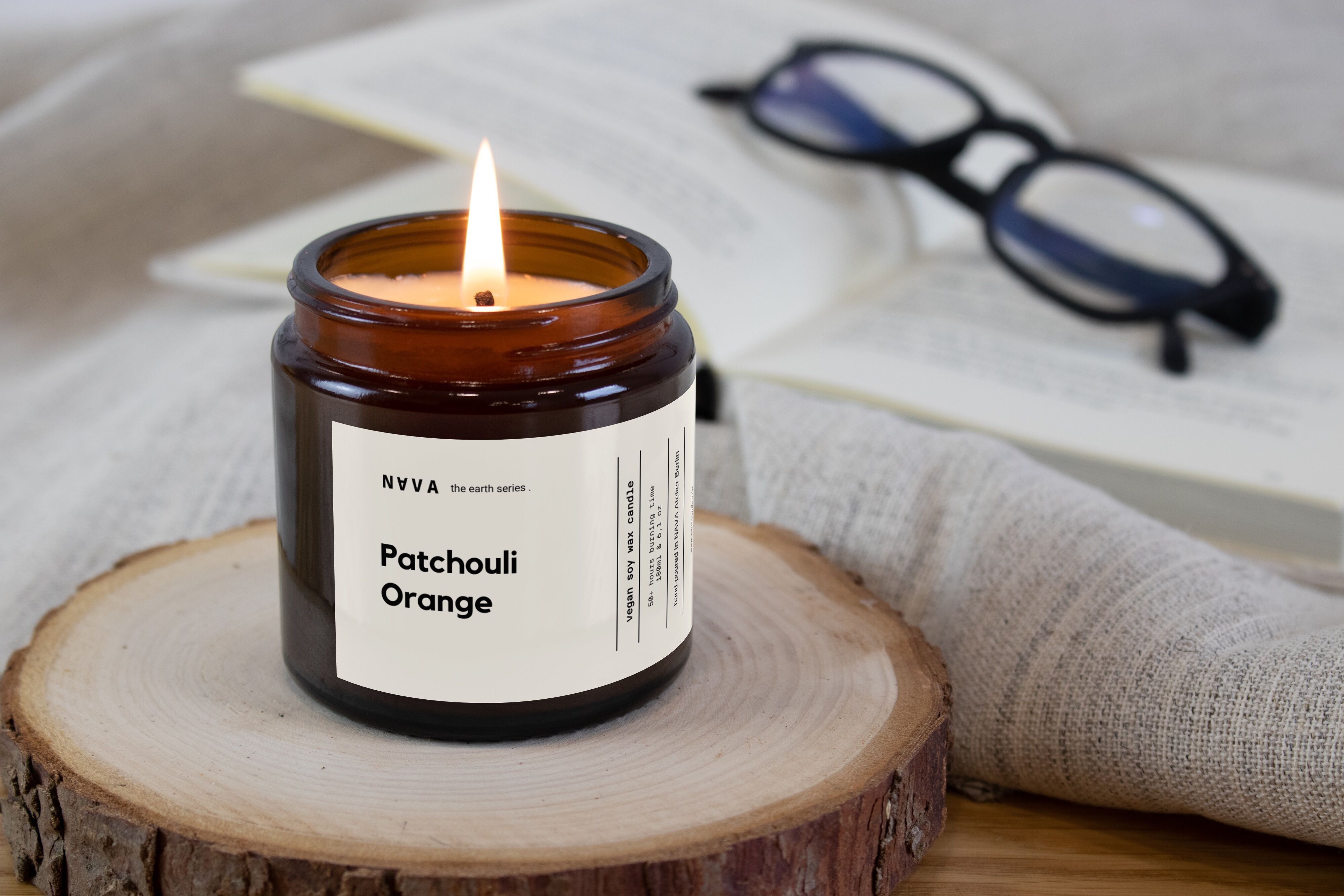 Vela de soja orgánica, naranja y pachulí (60-180 ml)