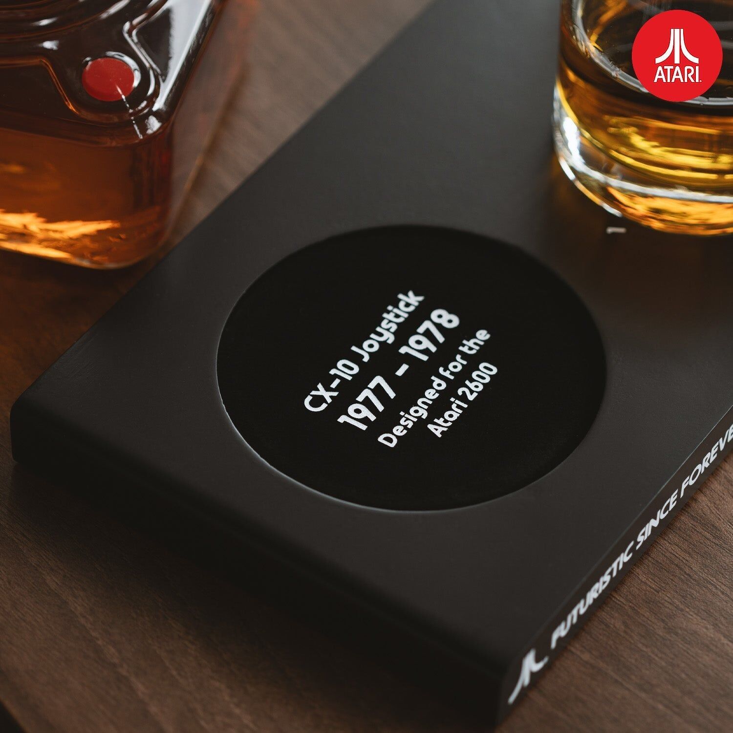 Official Atari CX-10 Controller Decanter Set with Action Button Whisky Glasses & CX78+ Games Controller Tray