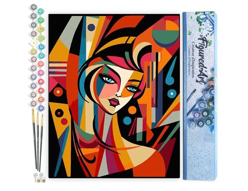 Peinture par Numéro Kit DIY - Femme abstraite style Picasso - Toile roulée