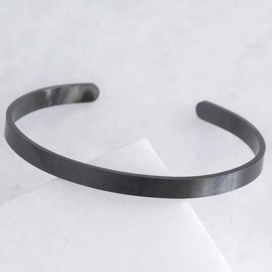 Bracciale rigido da uomo in acciaio inossidabile nero con coppia