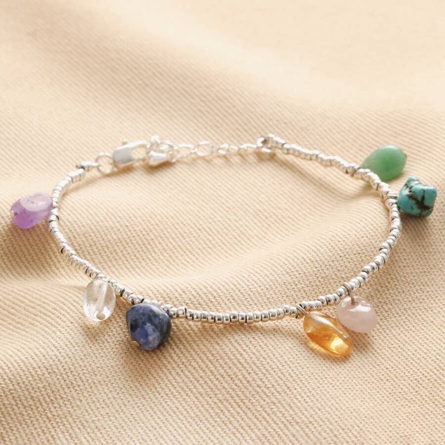 Bracciale in argento con pietre curative semipreziose