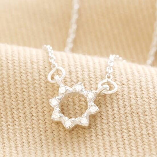 Collana con ciondolo sole in cristallo in argento sterling