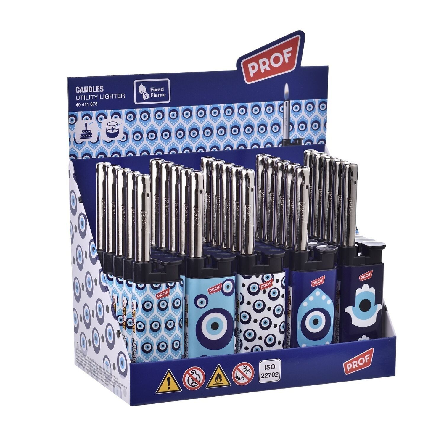 Display of 25 EVIL EYES candle lighters