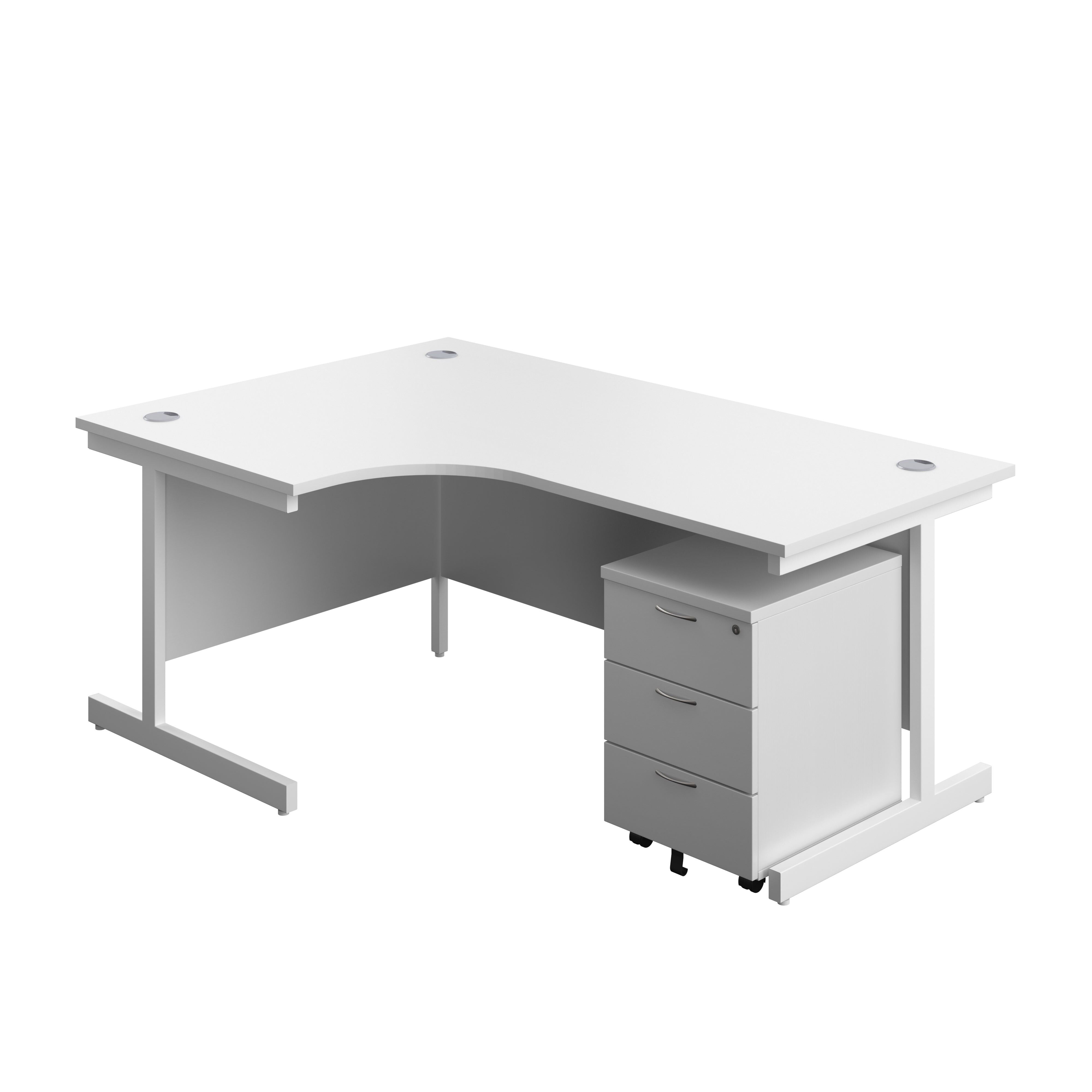 Bureau simple vertical radial côté gauche + caisson mobile à 3 tiroirs (FSC)