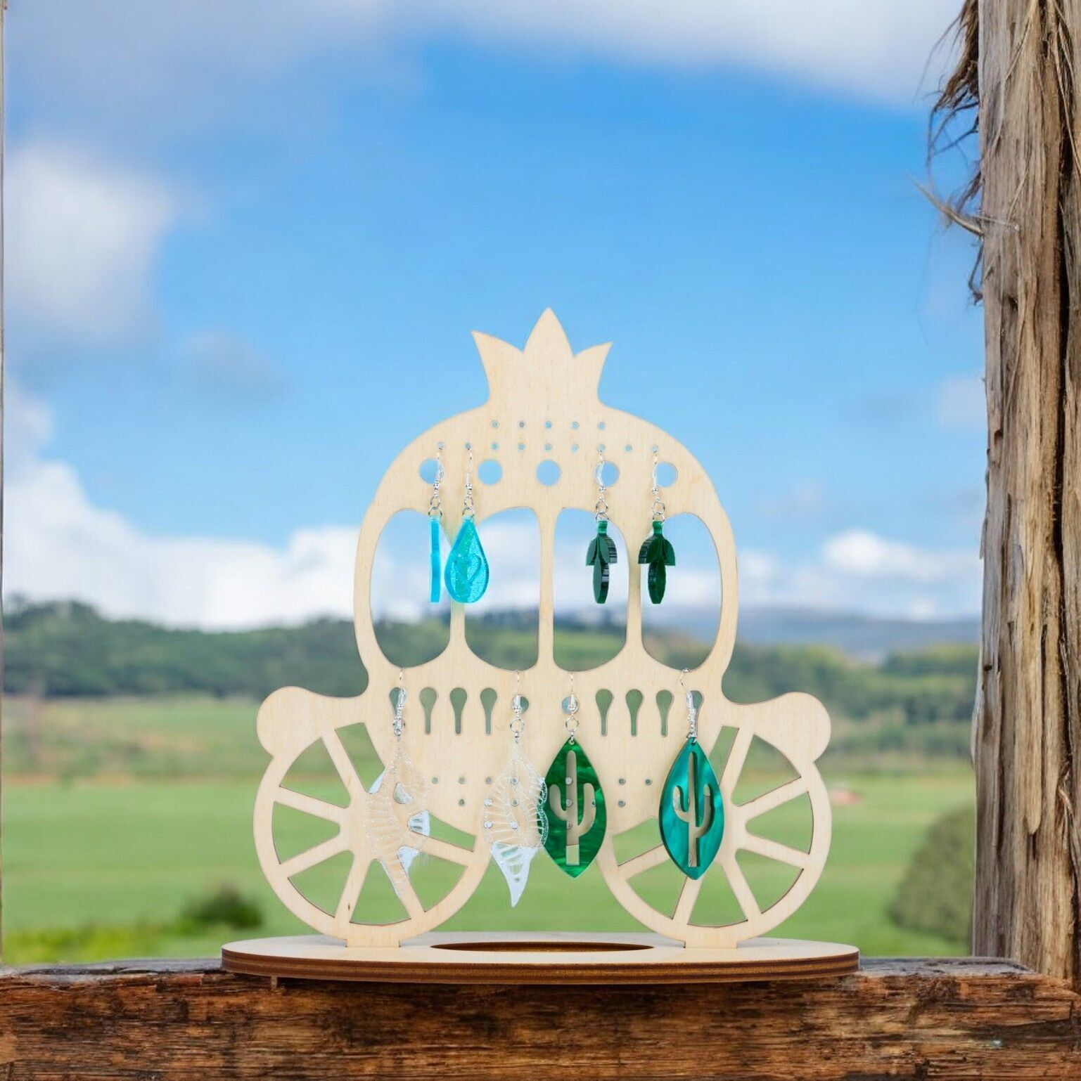 Fairy carriage wooden jewelry holder
