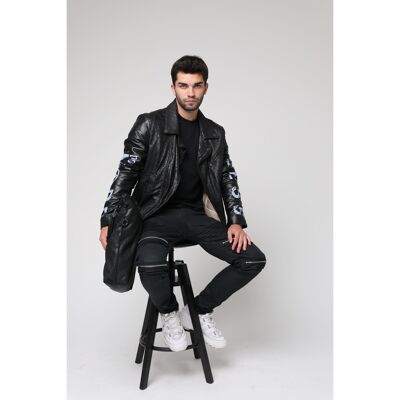CHAQUETA DE PIEL IMPRESIÓN DIGITAL EN MANGA Y ESPALDA (KIODO MENOS DIGITAL)