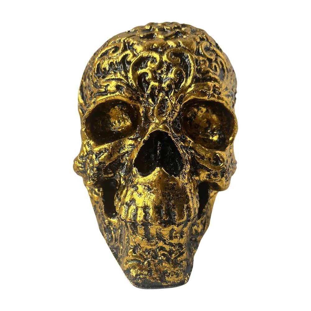 Totenkopf aus Kunstharz, Gold, 8cm