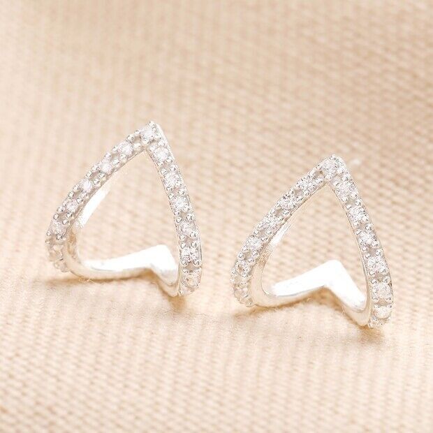 Boucles d'oreilles créoles en argent sterling avec contour en forme de larme et cristal