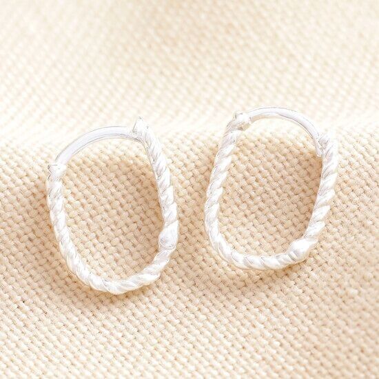 Orecchini rettangolari in argento Sterling con corda in argento