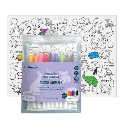 Alfombrilla para colorear reutilizable tamaño A3 de animales australianos de HeyDoodle