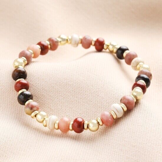 Braccialetto autunnale con perline miste in oro