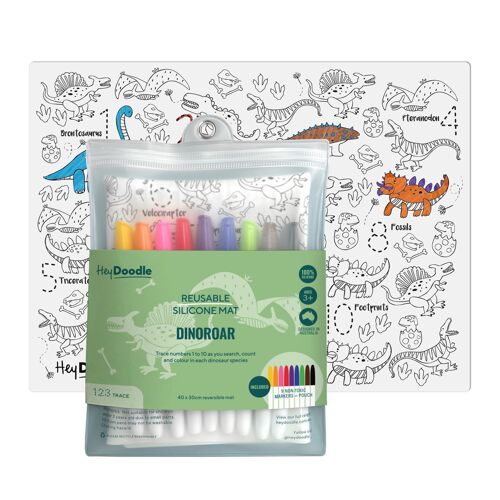 HeyDoodle DinoRoar Re-usable Colouring Mat - A3