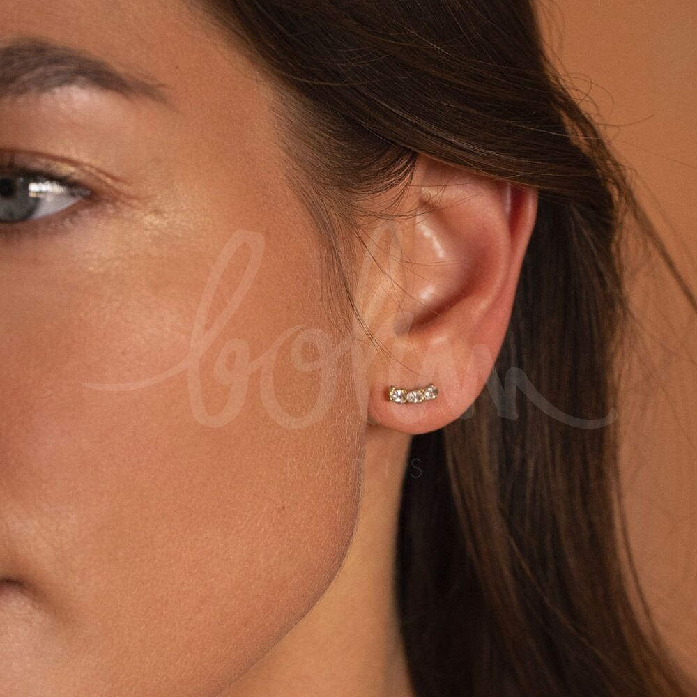 Orecchini a bottone Erica - acciaio inossidabile con 3 piccoli cristalli