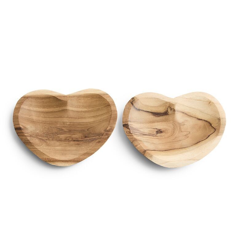 Ciotola Teak Piatto Cuore Naturale