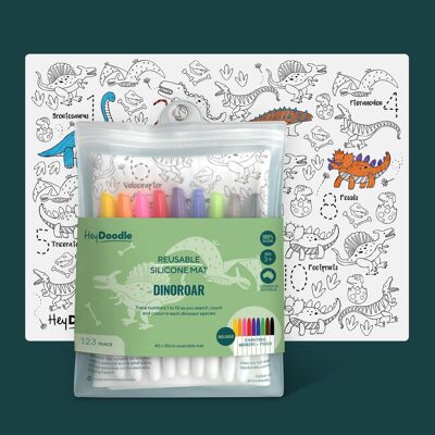 Minitapete reutilizable para colorear HeyDoodle DinoRoar - A4