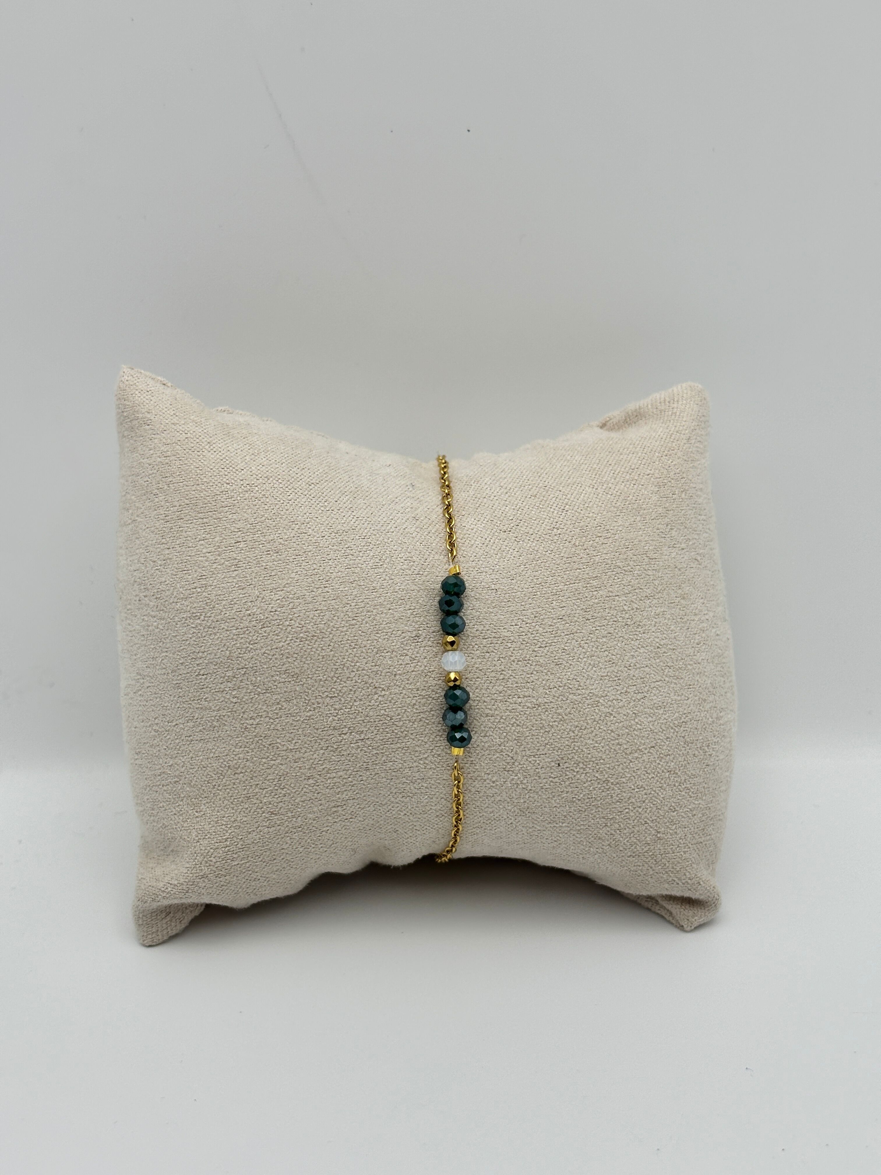 bracelet en acier inoxydable et perles de verre