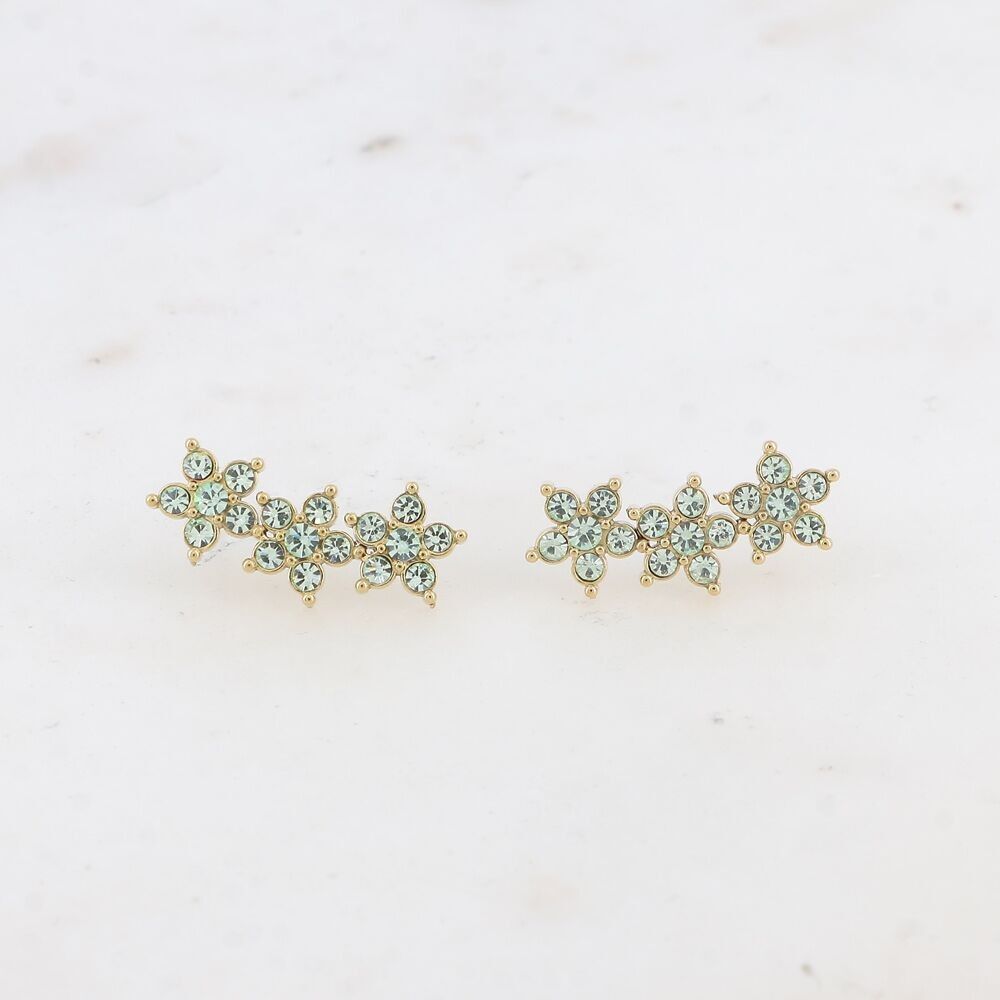 Orecchini a bottone - 3 fiori e ossidi di zirconio