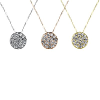 Lot de 3 Pendentifs Round - Doré, Or rosé, argenté et Cristal