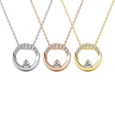 Set of 3 Clarine Pendants - Gold, Rose Gold, Silver and Crystal
