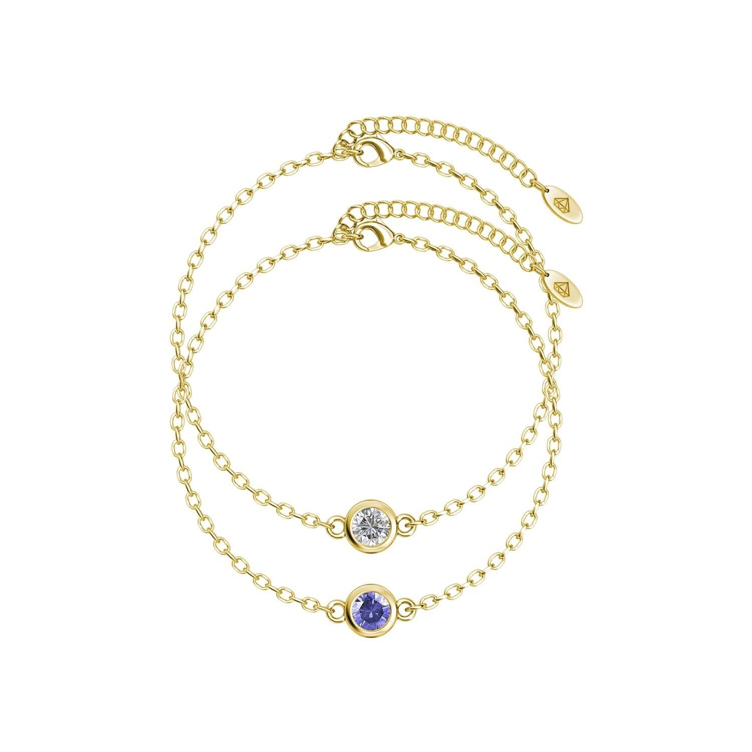 Birth Stone Bracelets - Gold, Crystal and Purple