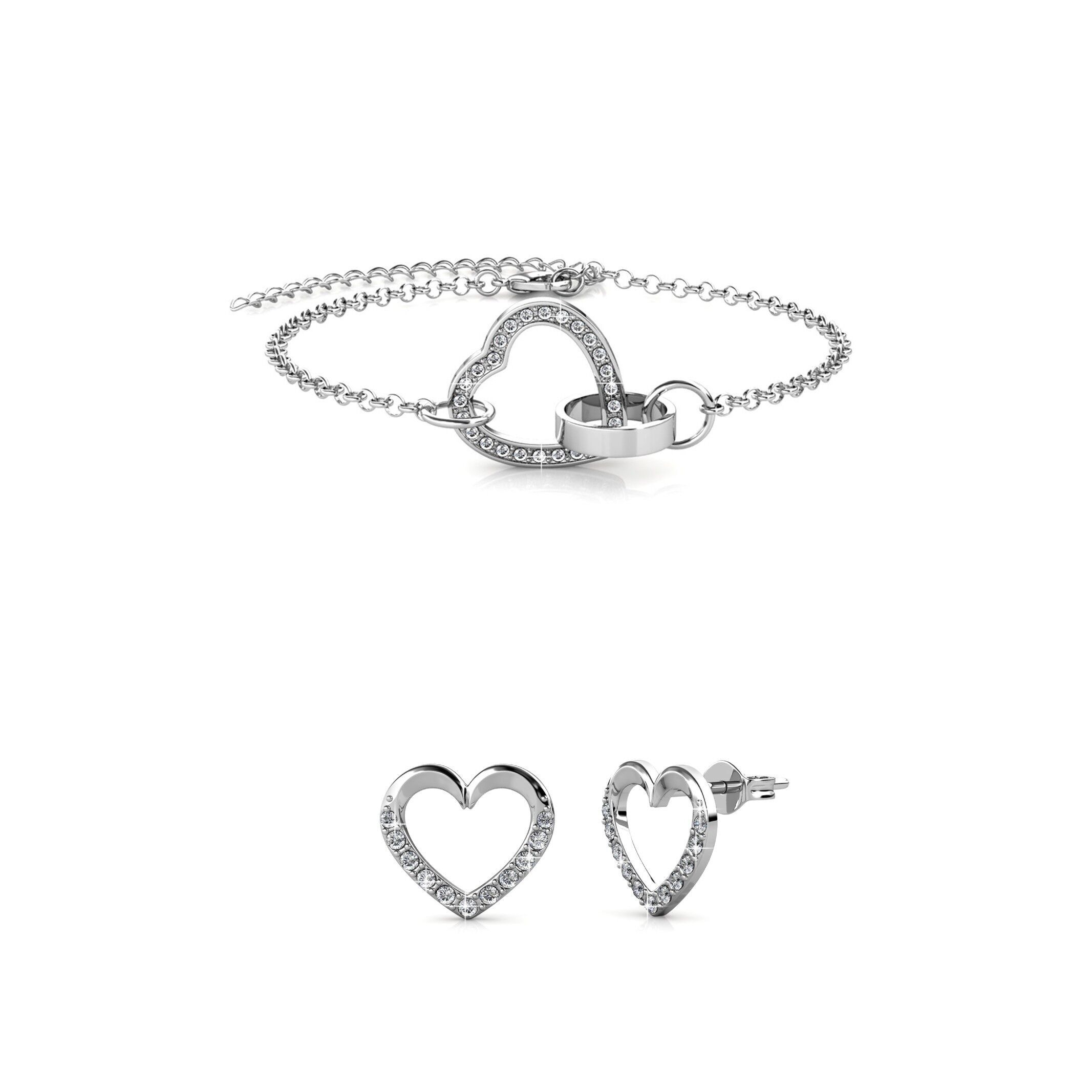 Set Lovett con cuore chiuso - Argento e cristallo